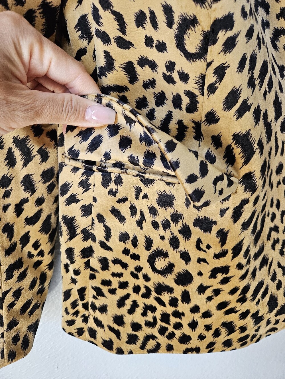 Scotch And Soda Tailored Velvet Animal Print Blazer Jacket Size Small In Leopard - Picture 3 of 10